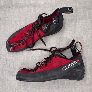 Climb X Rock Master NLV Climbing Shoes Red Leather Lace Up Bouldering Size 4